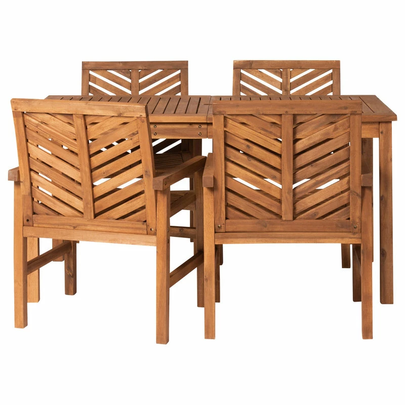 Hot Sale ๐คฉ Walker Edison 5-Piece Chevron Outdoor Patio Dining Set, Brown ๐ - Image 5