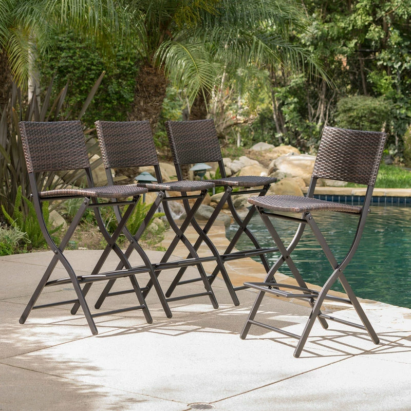 Deals ⌛ GDFStudio GDF Studio Marinelli Outdoor Multibrown Wicker Bar Stools, Set Of 4 ⌛ - Image 2
