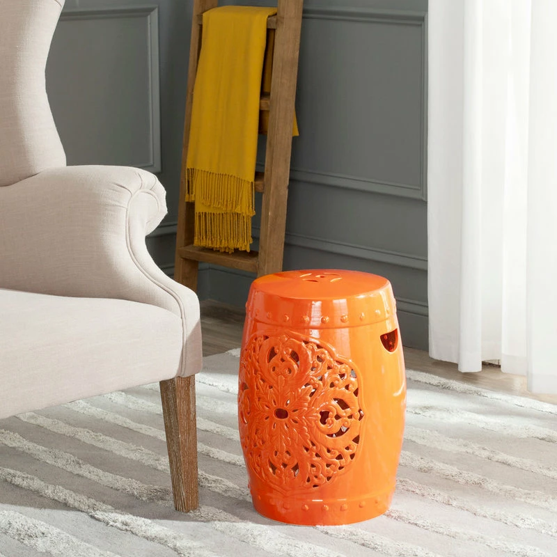 Deals 🤩 Safavieh Flora Garden Stool, Orange ❤️ - Image 2