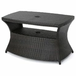 Cheapest 😍 GDFStudio GDF Studio Banta Outdoor Wicker Side Table, Multi-Brown 🔥