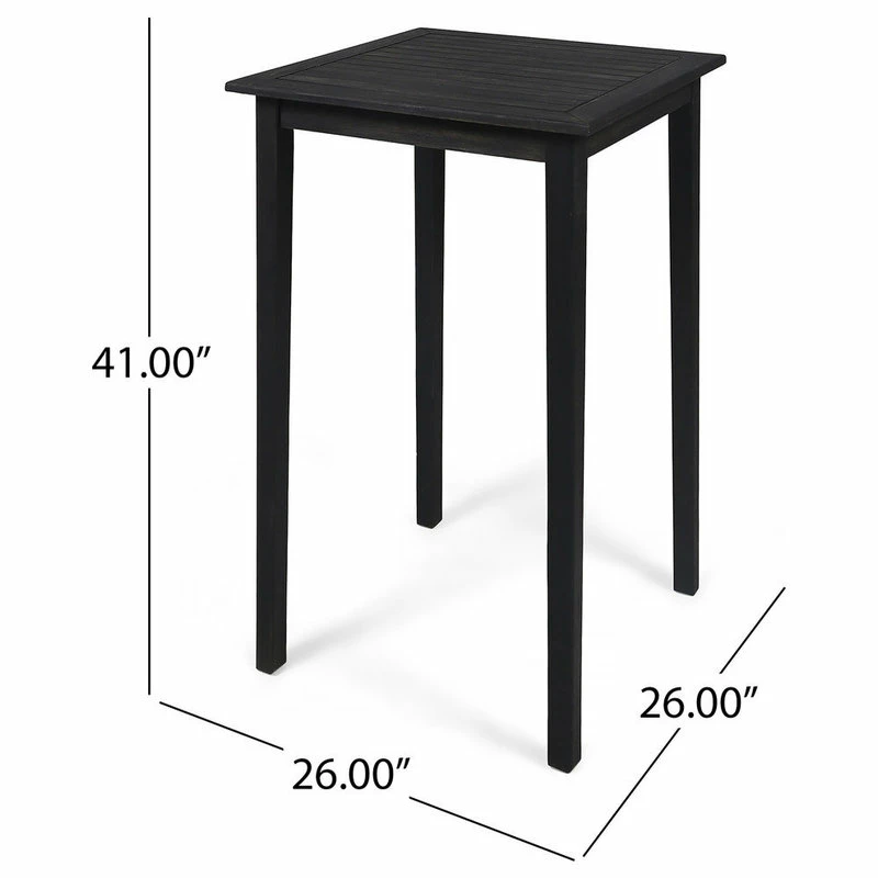 Wholesale ๐งจ GDFStudio Elizabeth Outdoor 26" Square 3-Piece Wood And Wicker Bar Height Set, Dark Gray ๐ - Image 5