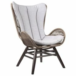 New ✔️ Armen Living King Outdoor Lounge Chair, Dark Eucalyptus And Grey Cushion 🔔