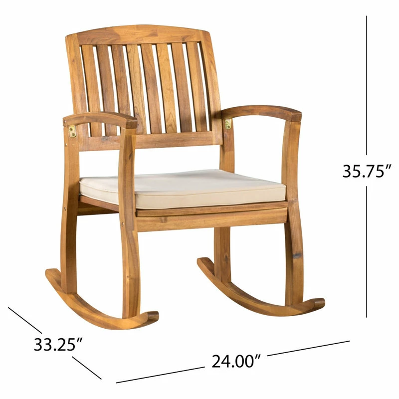 Coupon 🎁 GDFStudio GDF Studio Sadie Outdoor Acacia Wood Rocking Chair With Cushion 👏 - Image 3