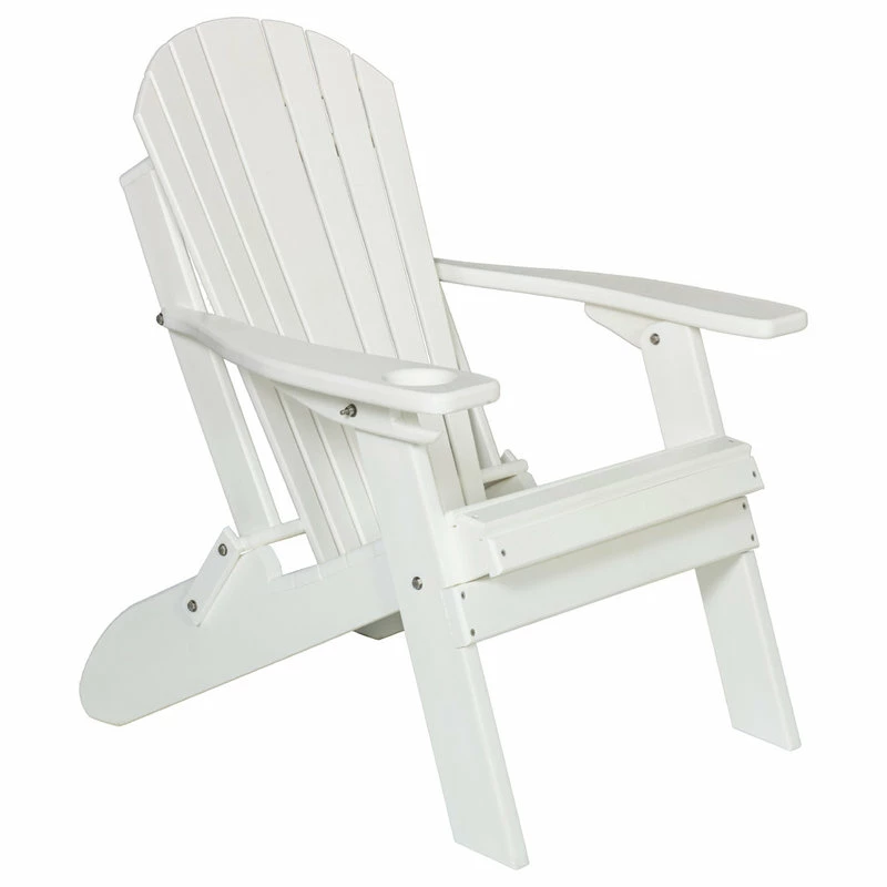 Best deal 😉 Furniture Barn USA Deluxe Premium Poly Lumber Folding Adirondack Chair With Cup Holder, White ❤️