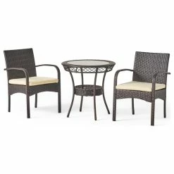 Flash Sale 🎉 GDFStudio GDF Studio 3-Piece Meeker Outdoor Wicker Bistro With Cushions Set 👍