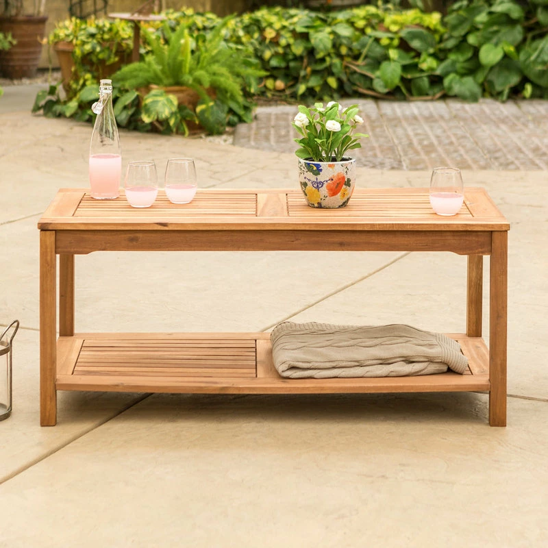 Brand new ๐ Walker Edison Acacia Wood Patio Coffee Table, Brown โ๏ธ - Image 2