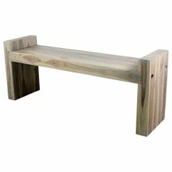 Budget 👏 Strata Furniture 18x48" Traditional Wood Two Seat Block Bench In Gray 🔔