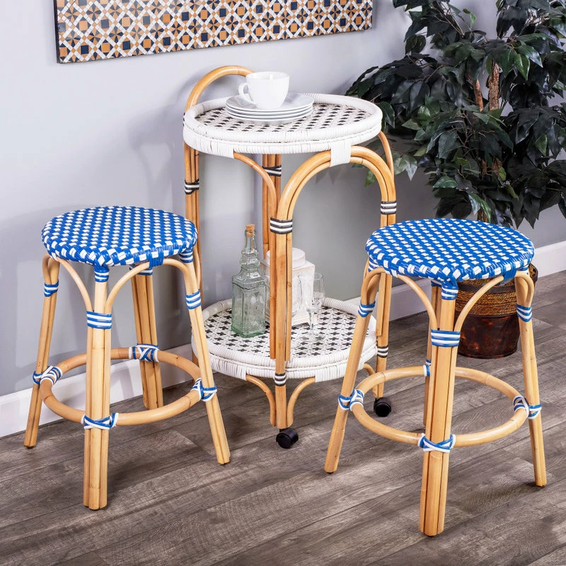 Best deal 🛒 Butler Specialty Company Tobias Blue And White Rattan Counter Stool ✔️ - Image 8