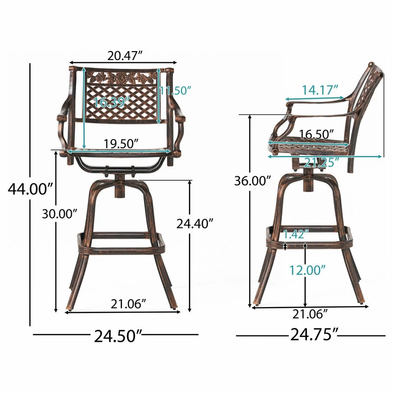 Flash Sale ๐คฉ GDFStudio GDF Studio Sierra Outdoor Cast Aluminum Swivel Bar Stools, Set Of 2 ๐ - Image 3