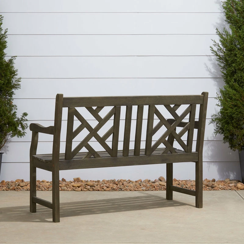 New ✨ Vifah Renaissance Eco-Friendly 4' Outdoor Hand-Scraped Hardwood Garden Bench, Grey 💯 - Image 4