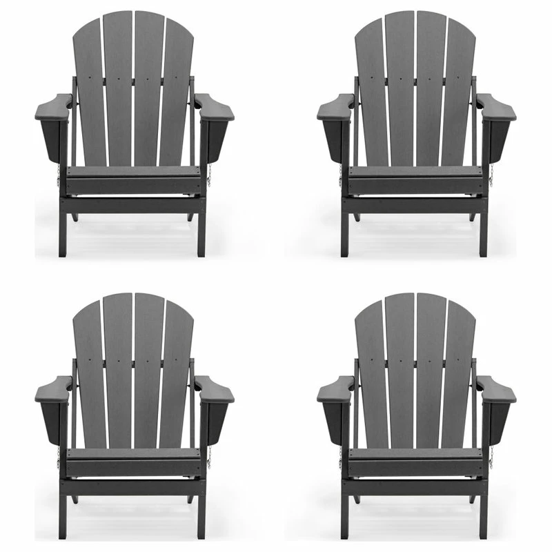 Discount ⌛ Westin Trends WestinTrends 4PCS Outdoor Patio Furniture Folding Adirondack Chairs, Gray 🌟 - Image 3