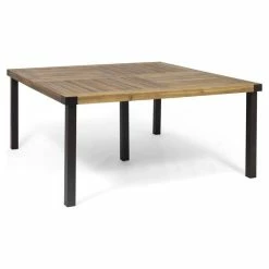 Promo 🌟 Noble House Furniture & Design Noble House Lankershim Outdoor Acacia Wood Dining Table In Teak And Rustic Metal 💯