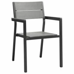 Hot Sale 🛒 LexMod Maine Dining Outdoor Aluminum Armchair, Brown Gray 👏