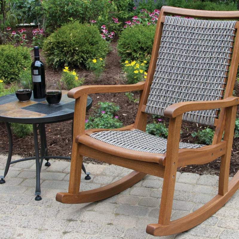 Best reviews of ๐ Outdoor Interiors Salinas Resin Wicker And Eucalyptus Rocker Chair, Gray ๐ - Image 2