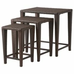 New 🧨 GDFStudio GDF Studio 3-Piece Mayall Nested Outdoor Tables Set, Multibrown 🧨