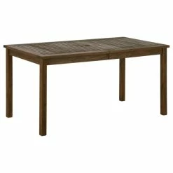 New 🎉 Walker Edison Acacia Wood Patio Classic Dining Table, Dark Brown ✨