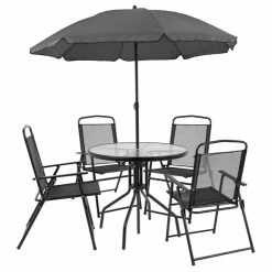 Best Pirce 👏 Flash Furniture Nantucket 6 Piece Patio Dining Set With Umbrella 🥰