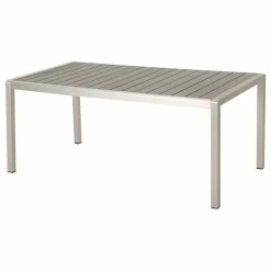 Best reviews of 💯 GDFStudio Coral Outdoor Aluminum Dining Table With Faux Wood Top, Gray ✨
