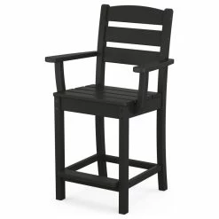 Best deal 🥰 POLYWOOD Lakeside Counter Arm Chair, Black 👏