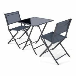 Outlet 🌟 Costway 3 Pieces Metal Outdoor Patio Bistro Set For Garden Backyard In Gray 👏