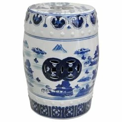 Top 10 ⭐ Oriental Furniture 18" Landscape Blue And White Porcelain Garden Stool 🧨