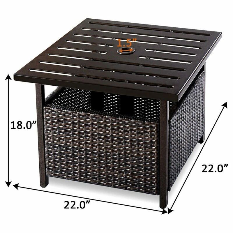 Deals ๐ Costway Brown Rattan Wicker Steel Side Table Outdoor Furniture Deck Patio ๐ - Image 2
