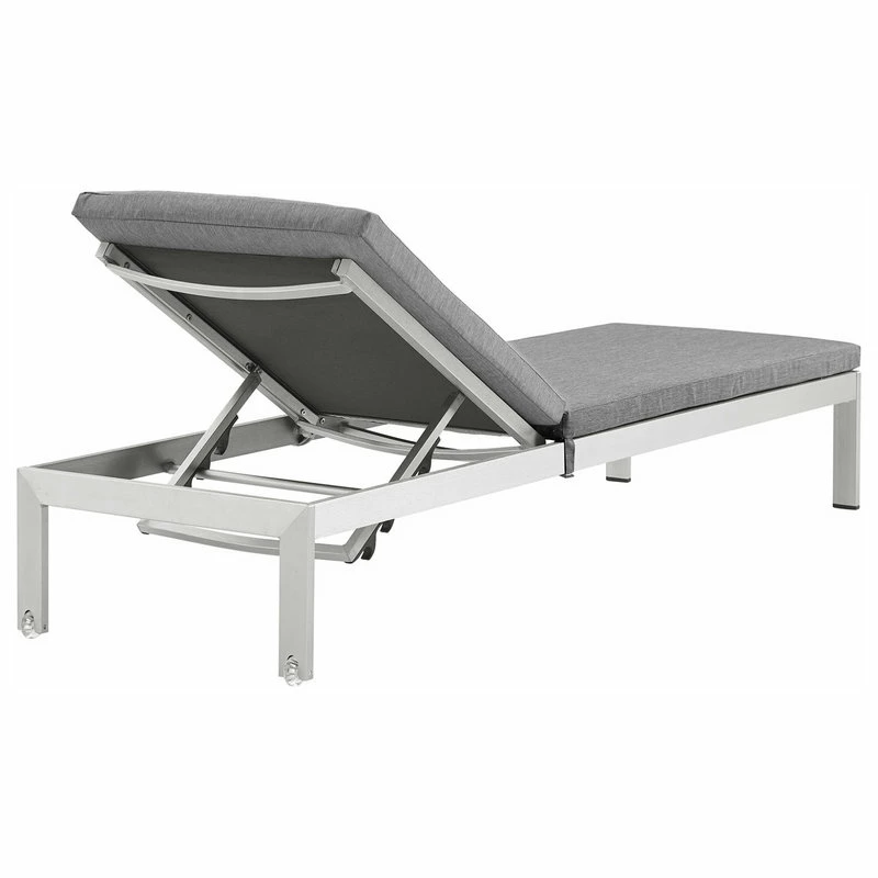 Cheapest ๐ LexMod Shore Outdoor Aluminum Chaise With Cushions, Silver Gray ๐ - Image 5