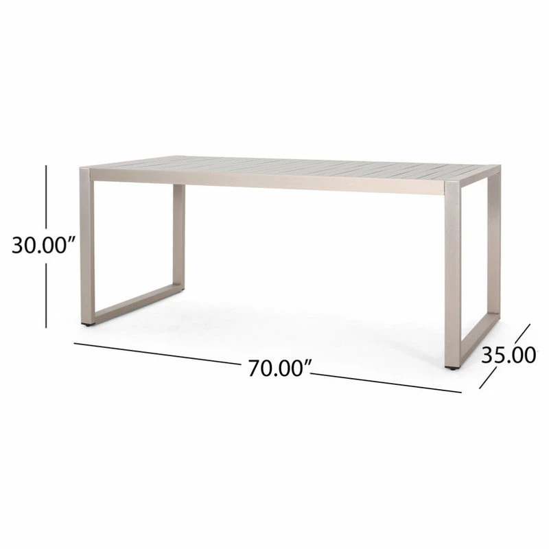 Buy ๐ GDFStudio Edith Outdoor Aluminum Dining Table, Silver ๐ - Image 6