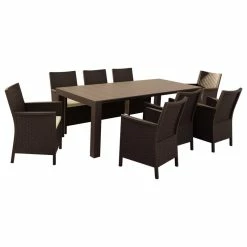 Outlet 🎉 Compamia California Extendable 9-Piece Dining Set, Brown 🎁