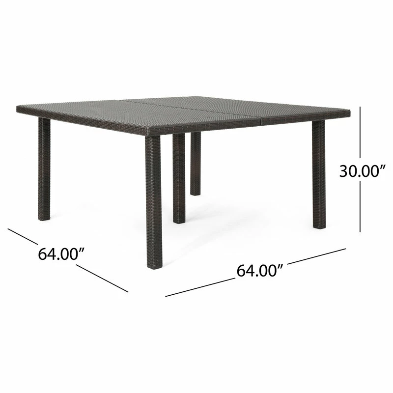 Deals ๐ GDFStudio GDF Studio Fern Outdoor 64" Wicker Square Dining Table, Multi-Brown โ๏ธ - Image 3