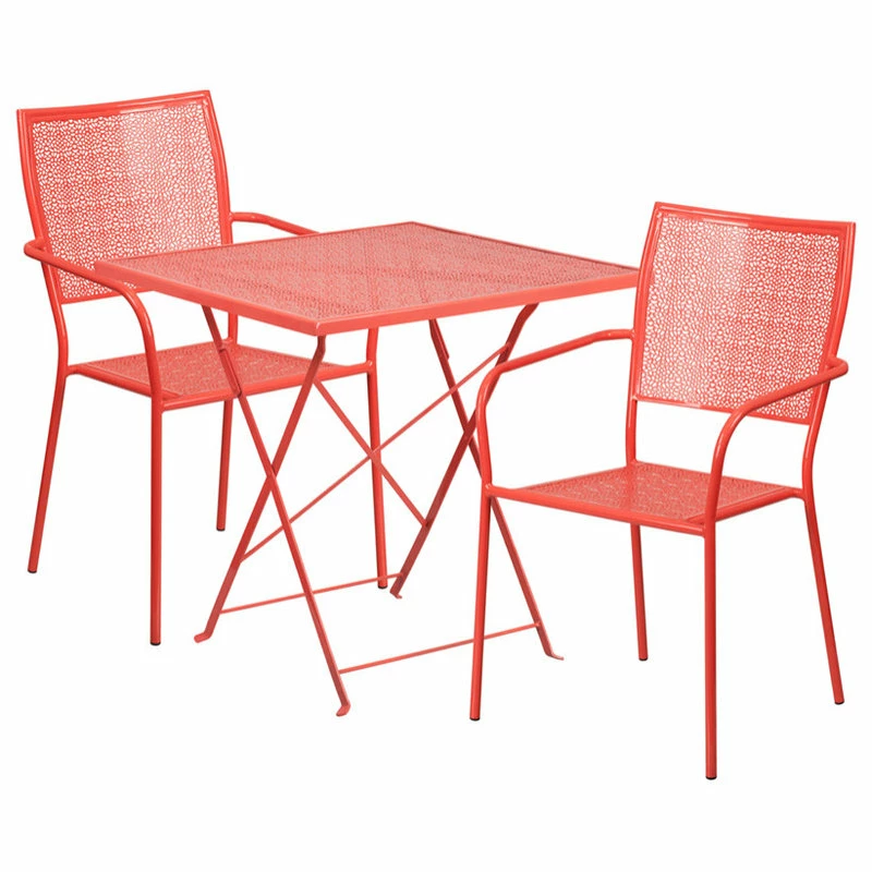 Coupon 🔔 Flash Furniture 28" Steel Folding Patio Table Set With 2 Square Back Chair 😀 - Image 2