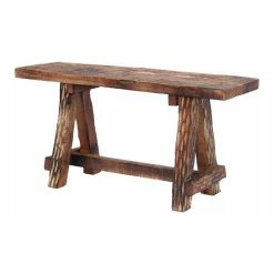 Outlet 😉 Benzara, Woodland Imprts, The Urban Port The Urban Port 10" Contemporary Wood Garden Patio Bench With Retro Etching Brown 🌟