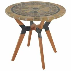 Discount 🛒 Outdoor Interiors 30" Eucalyptus, Metal Bistro Table, Sandstone Mosaic ⭐
