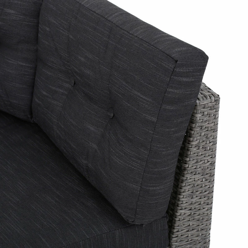 Cheapest 🤩 GDFStudio GDF Studio 5-Piece Currituck Outdoor Black Wicker Sofa, Dark Gray Set ❤️ - Image 11