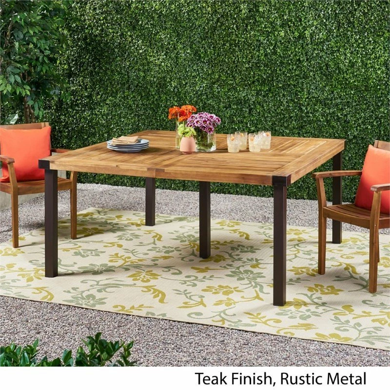 Promo 🌟 Noble House Furniture & Design Noble House Lankershim Outdoor Acacia Wood Dining Table In Teak And Rustic Metal 💯 - Image 2