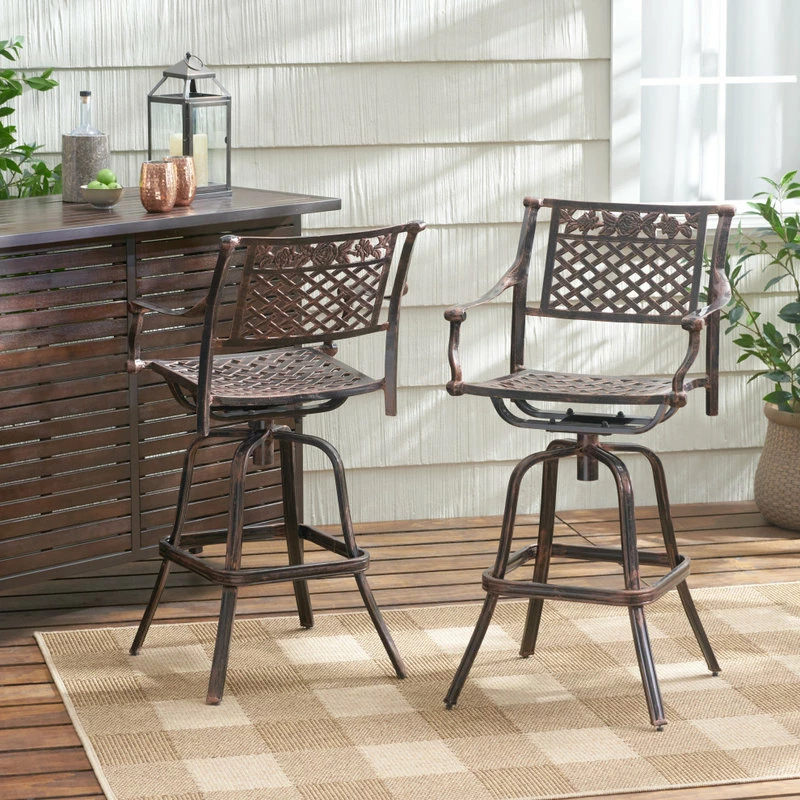 Flash Sale ๐คฉ GDFStudio GDF Studio Sierra Outdoor Cast Aluminum Swivel Bar Stools, Set Of 2 ๐ - Image 2