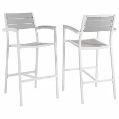 Best reviews of 🧨 LexMod Maine Bar Stools, Outdoor Aluminum, Set Of 2, White/Light Gray 😍