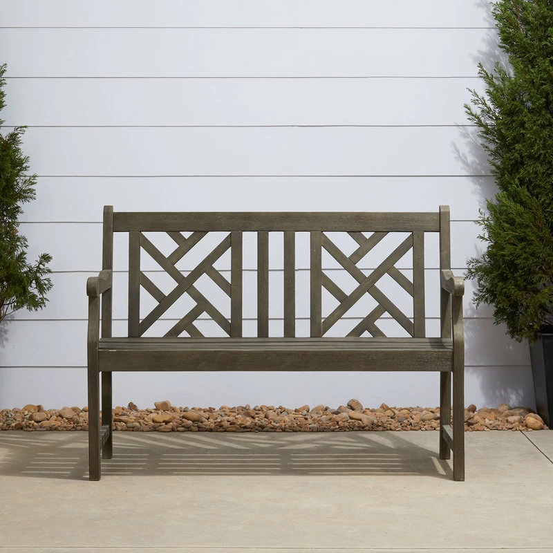 New ✨ Vifah Renaissance Eco-Friendly 4' Outdoor Hand-Scraped Hardwood Garden Bench, Grey 💯 - Image 2