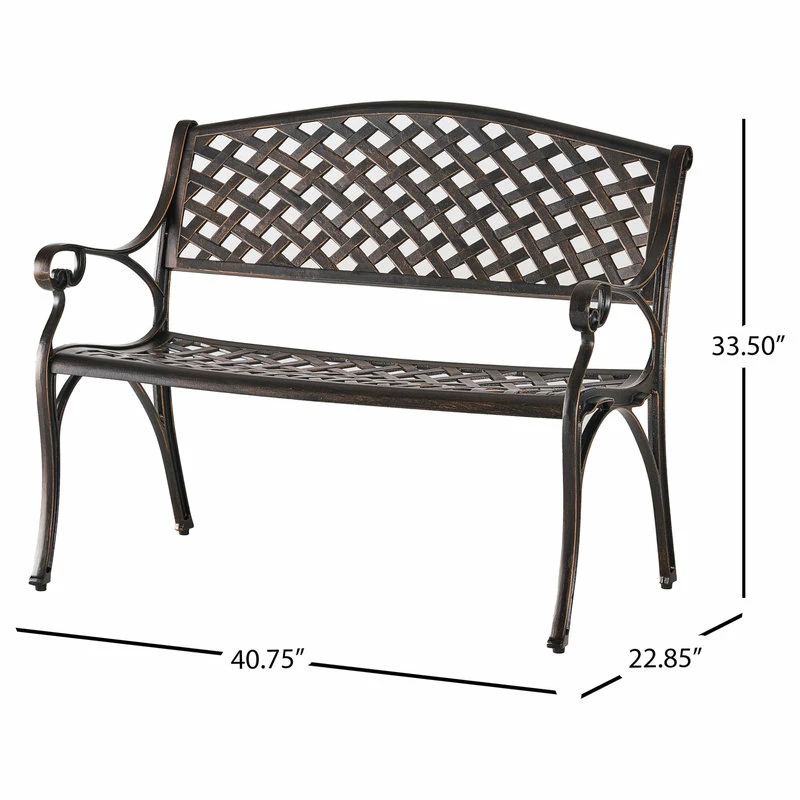 Cheap ๐ GDFStudio GDF Studio Eastwood Antique Copper Cast Aluminum Garden Bench ๐ - Image 3