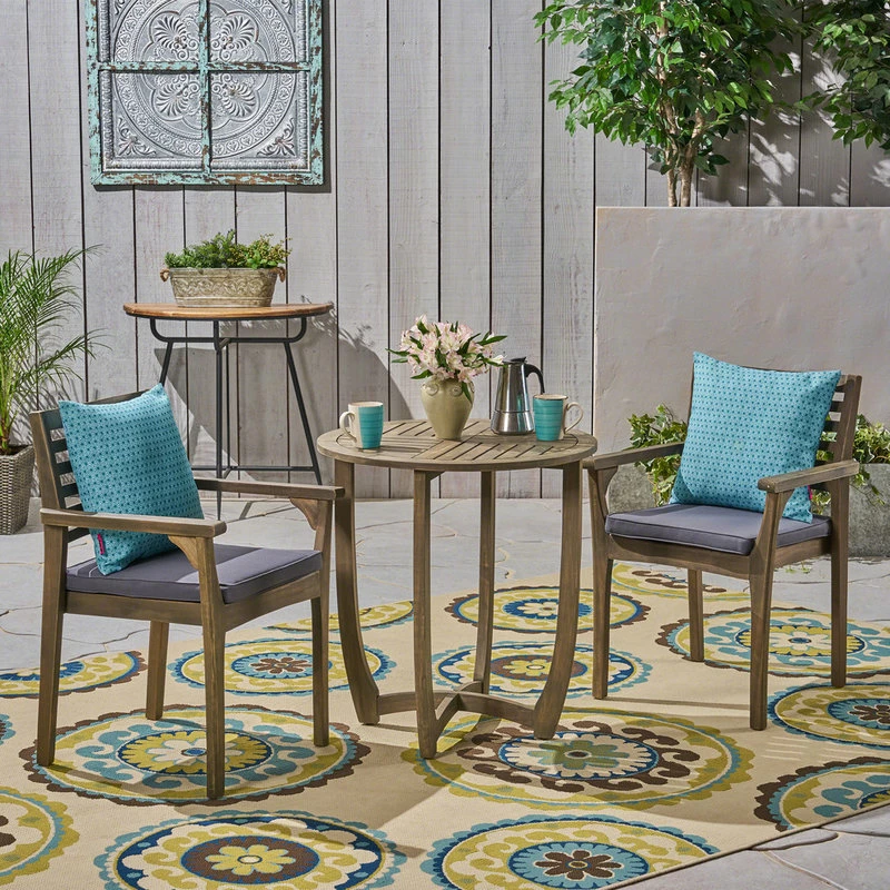 Deals 🔥 GDFStudio GDF Studio Alma Outdoor 2-Seater 28" Round Acacia Bistro Set With Closed Legs, G ⭐ - Image 2