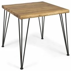 Best reviews of 🤩 GDFStudio GDF Studio Clark Outdoor Acacia Wood Dining Table, Teak Finish/Rustic Metal 🤩