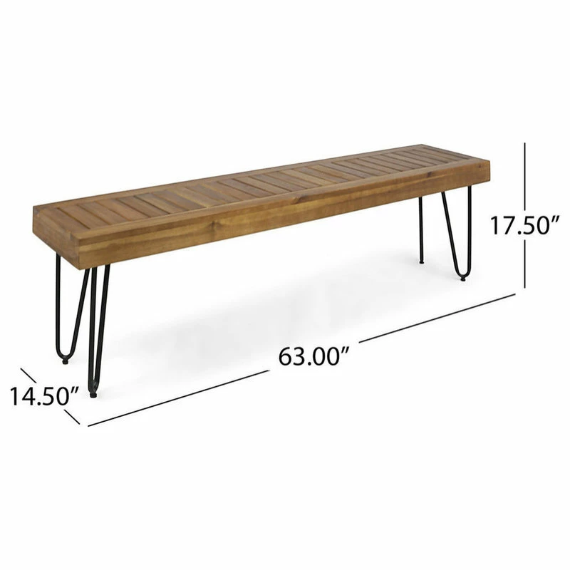 Top 10 😍 GDFStudio GDF Studio Abbet Outdoor Industrial Wood And Metal Bench, Teak/Black Metal 😉 - Image 4