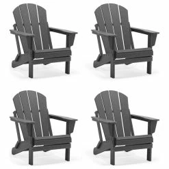 Discount ⌛ Westin Trends WestinTrends 4PCS Outdoor Patio Furniture Folding Adirondack Chairs, Gray 🌟