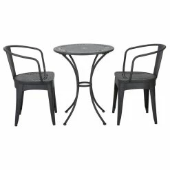 Flash Sale 🎁 GDFStudio GDF Studio Tottenham Outdoor 3-Piece Black Iron Bistro Set 👏