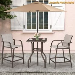 Coupon ✨ Crestlive Products Aluminum Patio Bar Set Bar Stools And Table Set, Beige 🔥