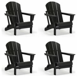 Discount 😉 Westin Trends WestinTrends 4PCS Outdoor Patio Furniture Folding Adirondack Chairs, Black ✨