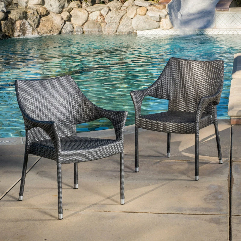 Cheap โจ GDFStudio GDF Studio Alameda Outdoor Gray Wicker Chairs, Set Of 2 ๐ - Image 2