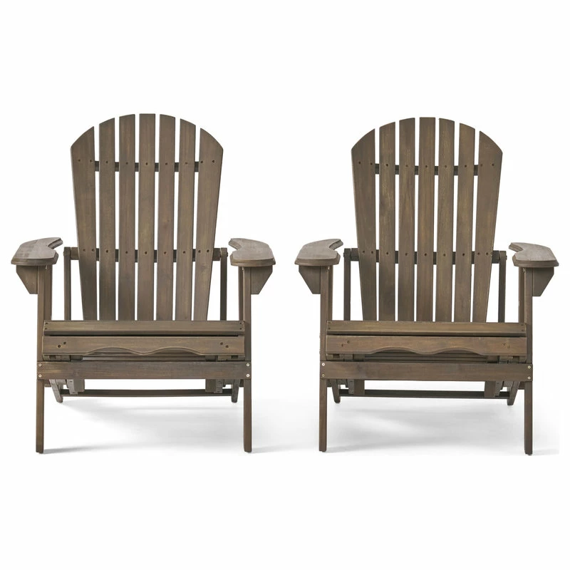 Brand new 😍 GDFStudio GDF Studio Katherine Outdoor Reclining Wood Adirondack Chairs, Set Of 2, Gray 🔥 - Image 3