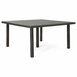 Deals 🛒 GDFStudio GDF Studio Fern Outdoor 64" Wicker Square Dining Table, Multi-Brown ✔️