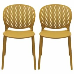 Buy 🎁 Homedotdot Stackable Plastic Armless Side Dining Chairs Contemporary Modern Set Of 2, Ginge ✨